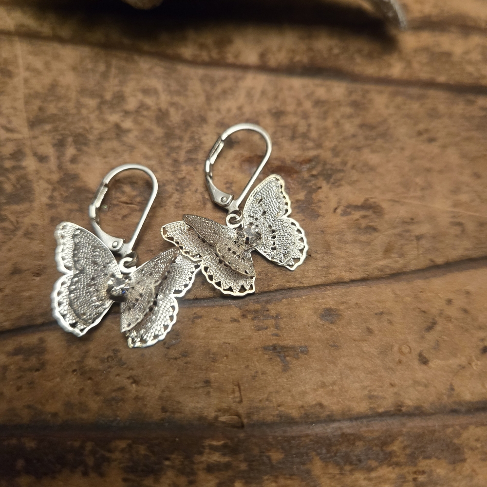 Elegant Silver Butterfly Earrings